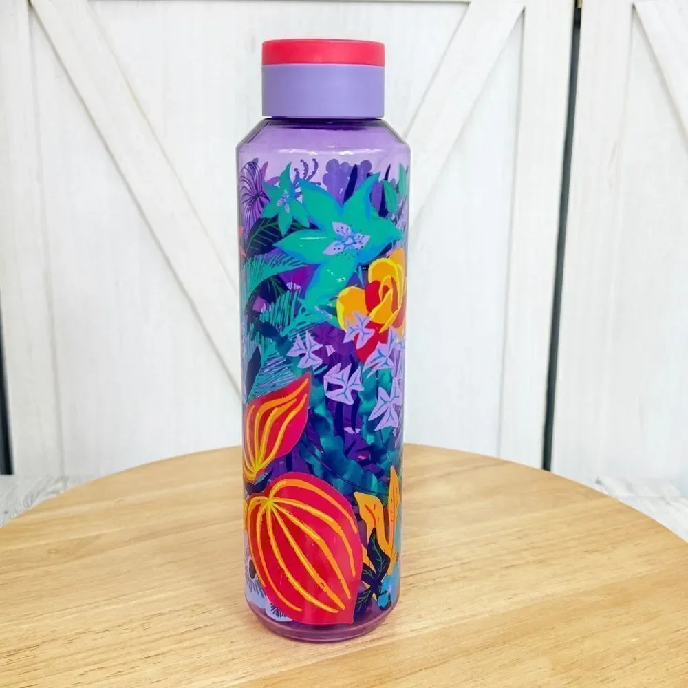 Starbucks Tropical Jungle Floral Acrylic Water‎ Bottle Purple Multi 24oz